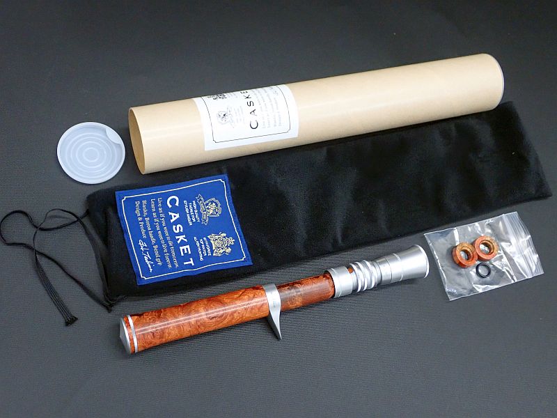 【カスケット】 ベイト用 ベゼルグリップ 花梨瘤杢橙白 中古