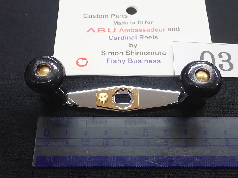 【カハラ】 パワーハンドル 80mm ミラー/シルバー・ブラックノブ・リテーナー/ゴールド 03 中古