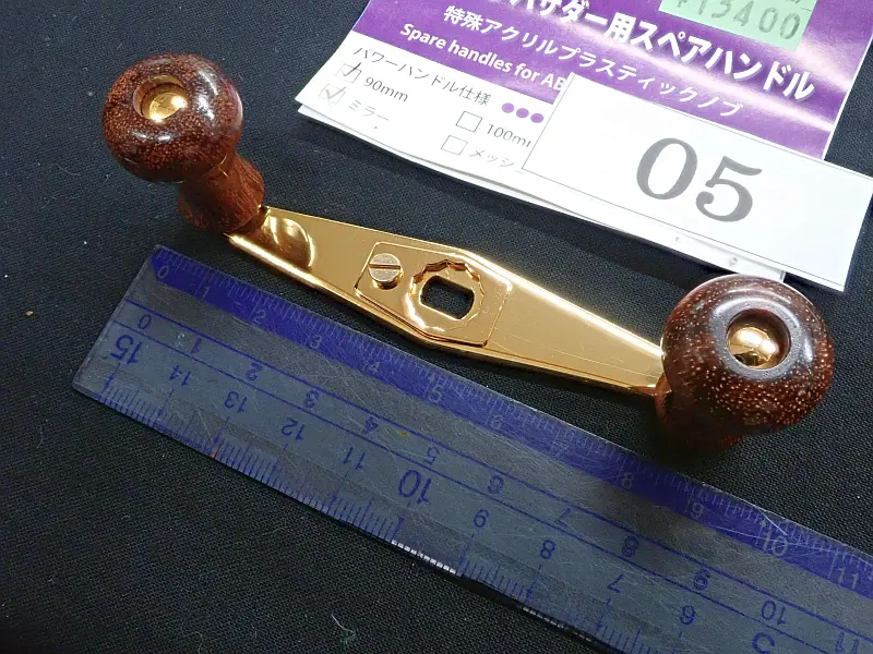 【カハラ】 パワーハンドル 90mm ミラー/ゴールド・ローズウッドノブ・リテーナーゴールド 05 中古