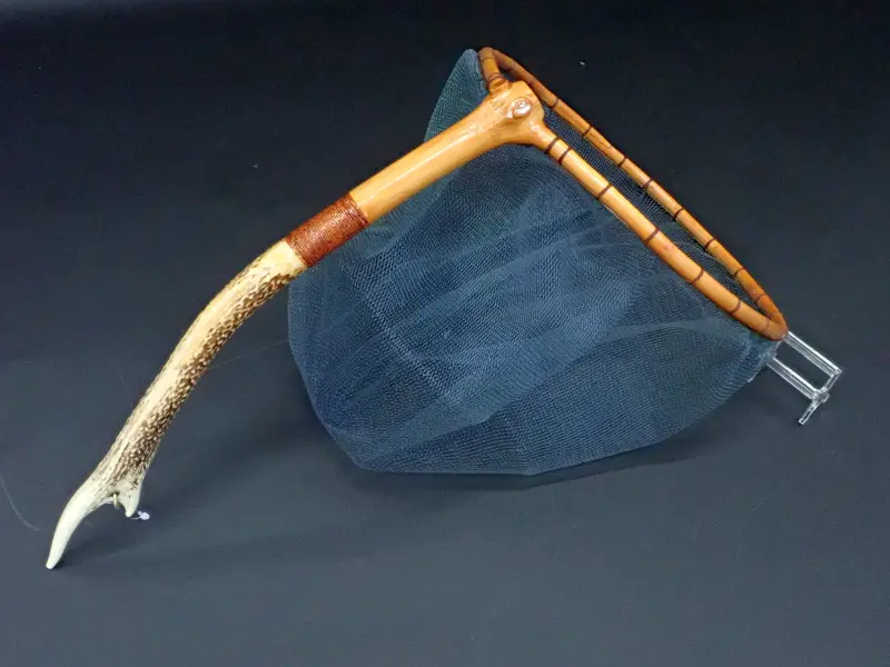 鮎タモ 鹿角26cm ネット部/青 中古